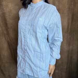 Tomboy Le Sport Vintage Striped Button Up Shirt Blue Multicolor Women's 11